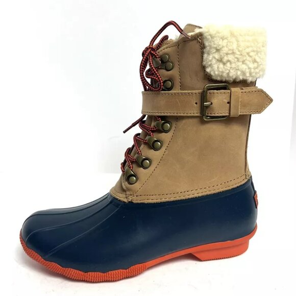 Sperry Womens Shearwater Winter Boot Tan/Navy 6.5 M